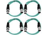 SEISMIC AUDIO SAXLX 2 4 Pack of 2 XLR Male to XLR Female Patch Cables Balanced 2 Foot Patch Cord Green and Green