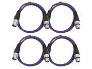 SEISMIC AUDIO SAXLX 2 4 Pack of 2 XLR Male to XLR Female Patch Cables Balanced 2 Foot Patch Cord Purple and Purple