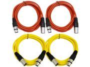 SEISMIC AUDIO SAXLX 6 4 Pack of 6 XLR Male to XLR Female Patch Cables Balanced 6 Foot Patch Cord Red and Yellow