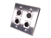 Seismic Audio SA PLATE39 Stainless Steel Wall Plate 2 Gang with 2 XLR Male and 2 XLR Female Connectors Cable Installation
