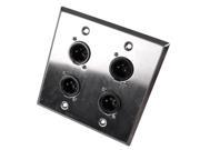 Seismic Audio SA PLATE38 Stainless Steel Wall Plate 2 Gang with 4 XLR Male Connectors Cable Installation
