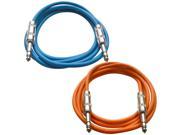 SEISMIC AUDIO SATRX 6 2 Pack of 6 1 4 TRS Male to 1 4 TRS Male Patch Cables Balanced 6 Foot Patch Cord Blue and Orange