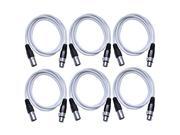 Seismic Audio SAXLX 6White 6Pack 6 Pack of White 6 Foot XLR to XLR Patch Cables 6 Foot XLR Patch Cords Mic