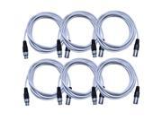 Seismic Audio SAXLX 10White 6Pack 6 Pack of White 10 Foot XLR to XLR Patch Cables 10 Foot XLR Patch Cords Mic
