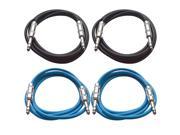 SEISMIC AUDIO SATRX 6 4 Pack of 6 1 4 TRS to 1 4 TRS Patch Cables Balanced 6 Foot Patch Cord Black and Blue