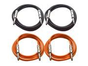 SEISMIC AUDIO SATRX 6 4 Pack of 6 1 4 TRS to 1 4 TRS Patch Cables Balanced 6 Foot Patch Cord Black and Orange