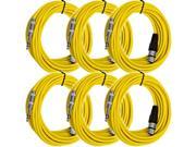 Seismic Audio SATRXL F25Yellow 6Pack 6 Pack of 25 Ft XLR Female to 1 4 TRS Patch Cable Snake Cords Balanced Yellow