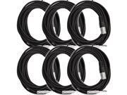 Seismic Audio SATRXL M25Black 6Pack 6 Pack of 25 Ft XLR Male to 1 4 TRS Patch Cable Snake Cords Balanced Black