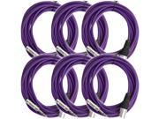Seismic Audio SATRXL M25Purple 6Pack 6 Pack of 25 Ft XLR Male to 1 4 TRS Patch Cable Snake Cords Balanced Purple
