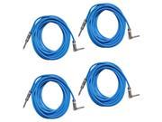 Seismic Audio SAGC20R Blue 4Pack 4 Pack of Blue 20 Foot Right Angle to Straight Guitar Cables 20 Blue Guitar or Instrument Cables