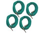 Seismic Audio SAGC20R Green 4Pack 4 Pack of Green 20 Foot Right Angle to Straight Guitar Cables 20 Green Guitar or Instrument Cables