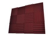 Seismic Audio SA FMDM2 Burgundy 12Pack 12 Pack of 2 Inch Burgundy Studio Acoustic Foam Sheets Noise Cancelling Foam Wedge Tiles