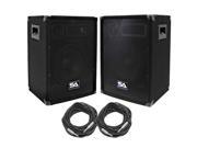 Seismic Audio SA 10 PKG33 Pair of 10 DJ Speakers with two 50 Speaker Cables 10 Inch DJ Loudspeakers Club Speakers