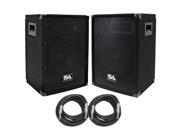 Seismic Audio SA 10 PKG31 Pair of 10 DJ Speakers with two 20 Speaker Cables 10 Inch DJ Loudspeakers Club Speakers