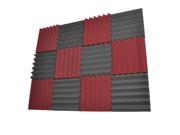 Seismic Audio SA FMDM2 Burgundy Black 6Each 12 Pack of 2 Inch Charcoal Burgundy Studio Acoustic Foam Sheets Noise Cancelling Foam Wedge Tiles