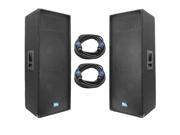Seismic Audio SA 155T PKG21 Pair of Dual15 PA DJ Speakers with two 25 Speaker Cables Dual 15 Inch PA Speakers and Cables Bundle