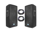 Seismic Audio SA 100T PKG21 Pair of Dual 10 PA DJ Speakers with two 25 Speaker Cables Dual 10 Inch PA Speaker and Cables Bundle