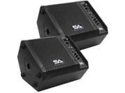 Seismic Audio SAX 8M PW Pair Pair of Powered Compact 8 Inch 2 Way Coaxial Floor Monitors with Titanium Horns 150 Watts RMS PA DJ Stage Studio Live Sou