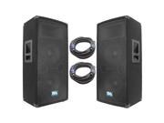 Seismic Audio SA 100T PKG23 Pair of Dual 10 Inch PA DJ Loudspeakers and 50 Speaker Cables Dual 10 Inch Club Party Loud Speakers