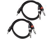 Seismic Audio 2 Pack 1 8 Stereo 3.5 mm to Dual 1 4 TS Splitter Patch Cable
