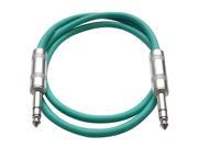 Seismic Audio Green 2 foot TRS to TRS Patch Cable Snake Microphone Cord