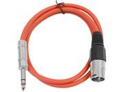 Seismic Audio Red 2 foot XLR Male to TRS Male Patch Cable Snake Microphone Cord