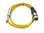 Seismic Audio Yellow 2 foot XLR Female to TRS Male Patch Cable Snake Microphone Cord