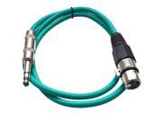 Seismic Audio Green 3 foot XLR Female to TRS Male Patch Cable Snake Microphone Cord