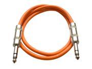 Seismic Audio Orange 2 foot TRS to TRS Patch Cable Snake Microphone Cord