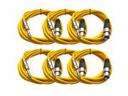 Seismic Audio 6 Pack of Yellow 10 foot XLR Female to TRS Male Patch Cables Snake Microphone Cord