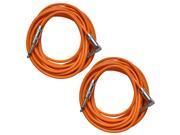 Seismic Audio SAGC20R Orange 2Pack Pair of Orange 20 Foot Right Angle to Straight Guitar Cables 20 Orange Guitar or Instrument Cables
