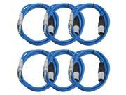 Seismic Audio 6 Pack of Blue 6 foot XLR Male to TRS Male Patch Cables Snake Microphone Cord