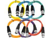 Seismic Audio 6 Pack of 2 XLR male to XLR female Patch Cable