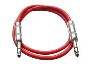 Seismic Audio Red 3 foot TRS to TRS Patch Cable Snake Microphone Cord