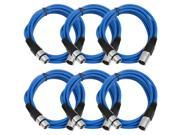 Seismic Audio 6 Pack of Blue 10 XLR male to XLR female Patch Cable