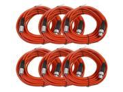 Seismic Audio 6 Pack of Red 50 XLR male to XLR female Microphone Cables