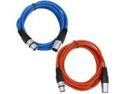 SEISMIC AUDIO SAXLX 10 2 Pack of 10 XLR Male to XLR Female Patch Cables Balanced 10 Foot Patch Cord Blue and Red