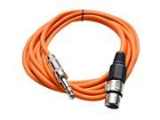 Seismic Audio Orange 10 foot XLR Female to TRS Male Patch Cable Snake Microphone Cord