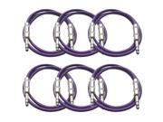 Seismic Audio 6 Pack of Purple 2 foot TRS to TRS Patch Cables Snake Microphone Cord