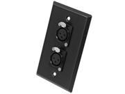 Seismic Audio SA PLATE3 Black Stainless Steel Wall Plate Dual XLR Female Connectors Cable Installation