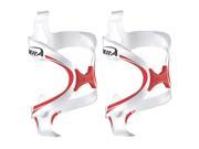 Ibera Bicycle White Red Fusion Water Bottle Cage Pair Rubber Grip Extra Lightweight