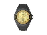 Casio Men s MW600F 9AV Black Resin Quartz Watch with Gold Dial