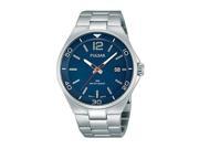 Pulsar On The Go Three Hand Silver Tone Stainless Steel Mens watch PS9325