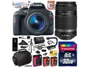 Canon Rebel SL1 100D w 18 55mm 55 250mm SLR Digital Camera Must Have Bundle 8575B003 32GB SD Reader 2X Battery Charger Hand Grip Shutter Remote