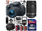 Canon Rebel T5i w 18 55 55 250 Lens DSLR Digital Camera Professional Bundle 8595B003 64GB SD Card SD Reader Soft Case 2X Battery Charger Bower F