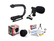 Extreme Shooters Kit Featuring Opteka HD 0.35x Wide Angle Panoramic Macro Fisheye Lens Opteka X GRIP Professional Camera Handle Opteka VM 8 Mini Shotgun Micro