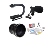 Extreme Shooters Kit Featuring Opteka HD .20x Fisheye Lens Opteka X GRIP Camera Handle Opteka VM 8 Mini Shotgun Microphone and More for Canon EOS 60D 50D 40