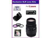 Sigma 70 300mm f 4 5.6 DG Macro Telephoto Zoom Lens For Canon Rebel XSI XS T1I T2I 5D 10D 20D 30D 450D With Accessory Package Includes 3 Piece Filter Kit lens