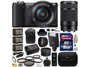 Sony Alpha A5000 20.1 MP Interchangeable Lens Camera with 16 50mm 55 210mm F4.5 6.3 OSS Lens with Sony HVL F20M Flash 16GB Memory Card x3 NP FW50 Charge