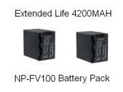 2 Sony NP FV100 5 Hour Replacement Batteries For The Sony DCR SX63 DCR SX83 DCR SR68 DCR SR88 SONY HDR CX110 HDR CX150 HDR CX300 HDR CX350 HDR CX500V HDR CX550V